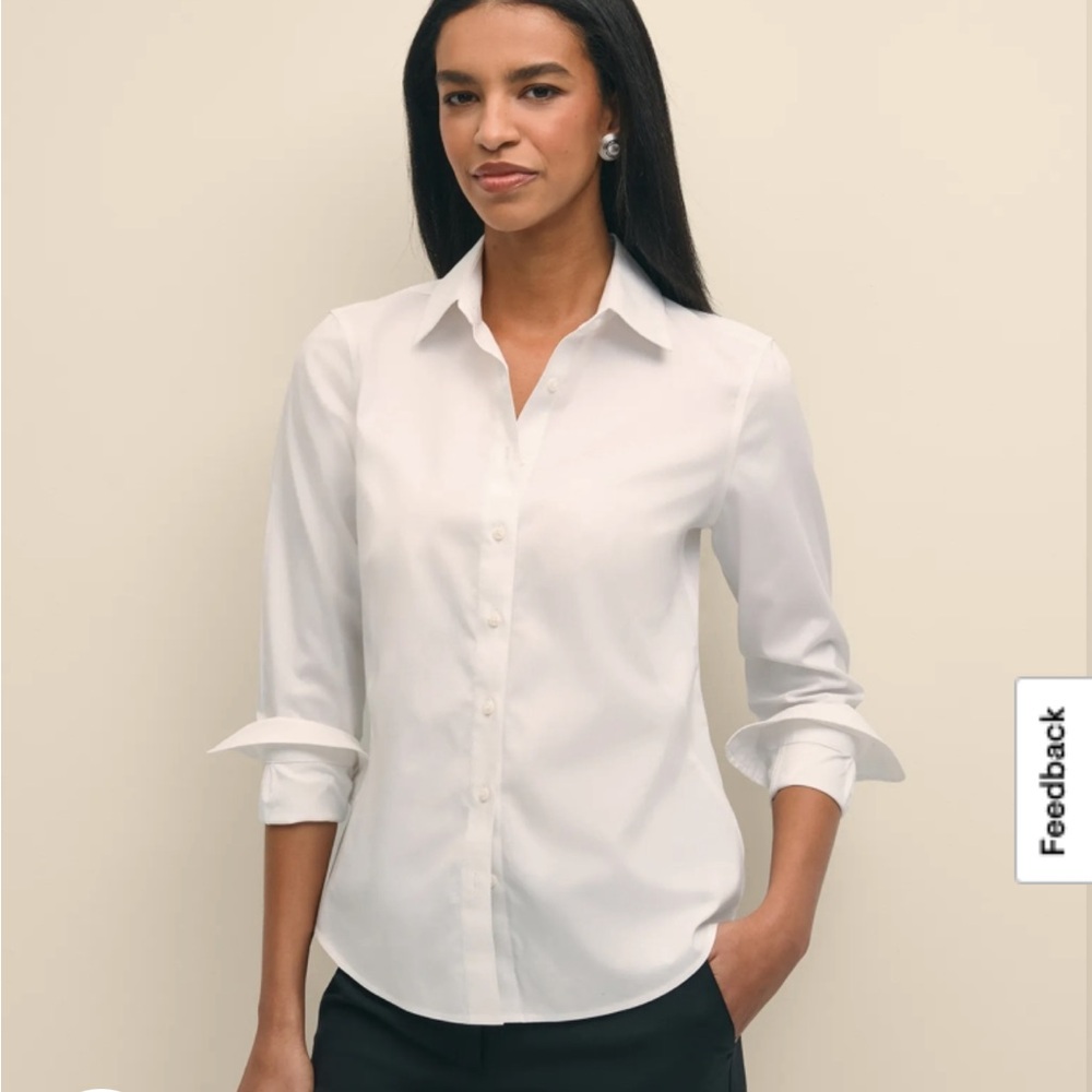 Brooks Brothers No Iron Women's White Button-Down Shirt